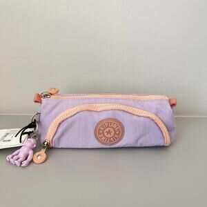 Kipling Cute Pencil Pouch Endless Lilac with Monkey Charm NWT